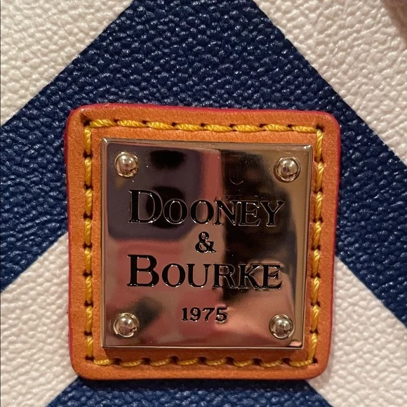 Dooney & Bourke Navy and White Chevron Crossbody Bag - Picture 2 of 6